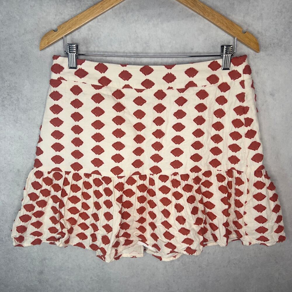 Corey Lynn Calter Blair Ruffle Mini Skirt Orange Print Large